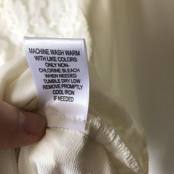 ELLE lace front blouse cream long sleeve button boho romantic soft feminine S - Picture 5 of 5